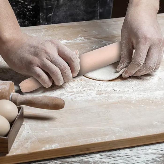 Rouleau à pâtisserie en bois, 1 pièce, bâton sans poudre pour la maison, boulettes, bâton de nouilles roulantes, cuisine domestique, outils de pâtisserie 360 ° Rotation