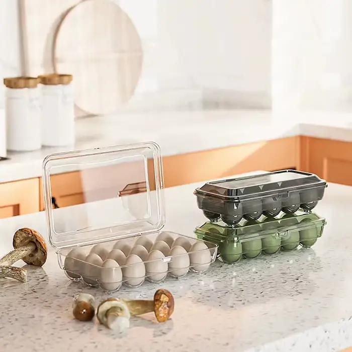 Boîte de rangement d'œufs transparente en plastique avec 10/15 grilles pour réfrigérateur, outil de cuisine, conserve fraîcheur et organise efficacement les aliments