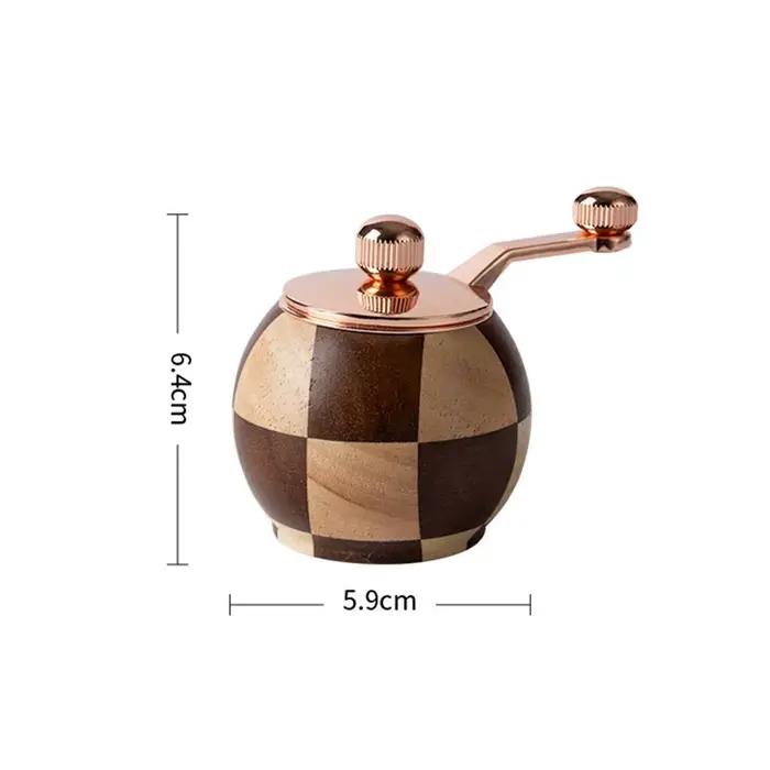 Moulin à poivre manuel en bois massif, motif damier, sel de mer, moulin à poivre, bouteille de broyage de granulés, moulin à poivre fraîchement moulu