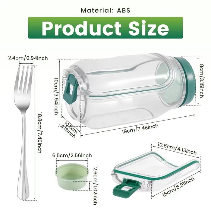 Boîte à salade portable Salad Pod bouteille de stockage avec couvercle à ouverture latérale pour légumes fruits fourchette anti-fuite pour maintenir les aliments frais occassions pique-nique déjeuners activité sportive cadeau santé