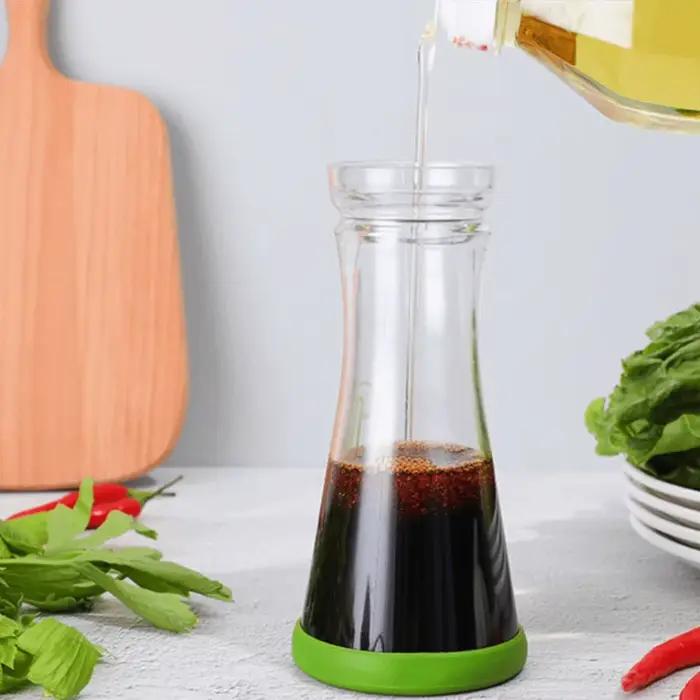 Bouteille portable anti-fuite pour vinaigrette en plastique avec échelle graduée