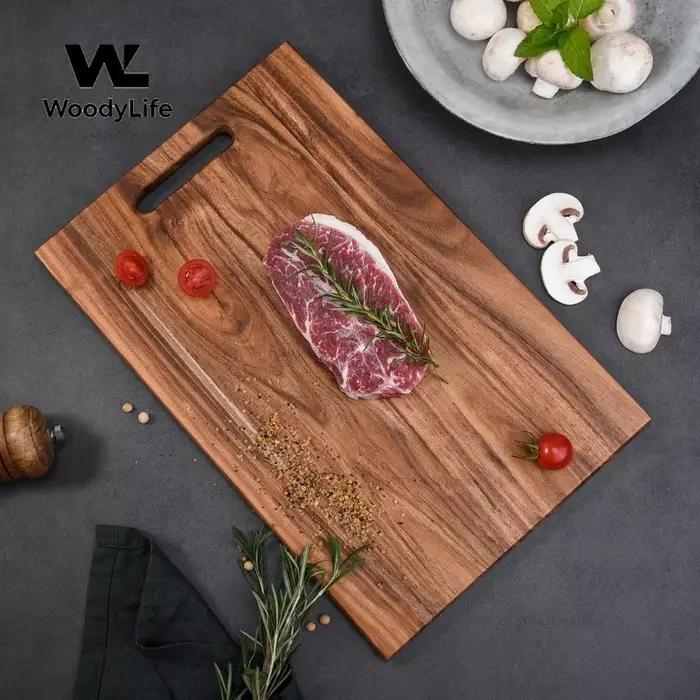 Planche à découper carrée en bois d'acacia massif, simple, pour la cuisine, pour couper les steaks, en bois dur, épaissie, pour la maison