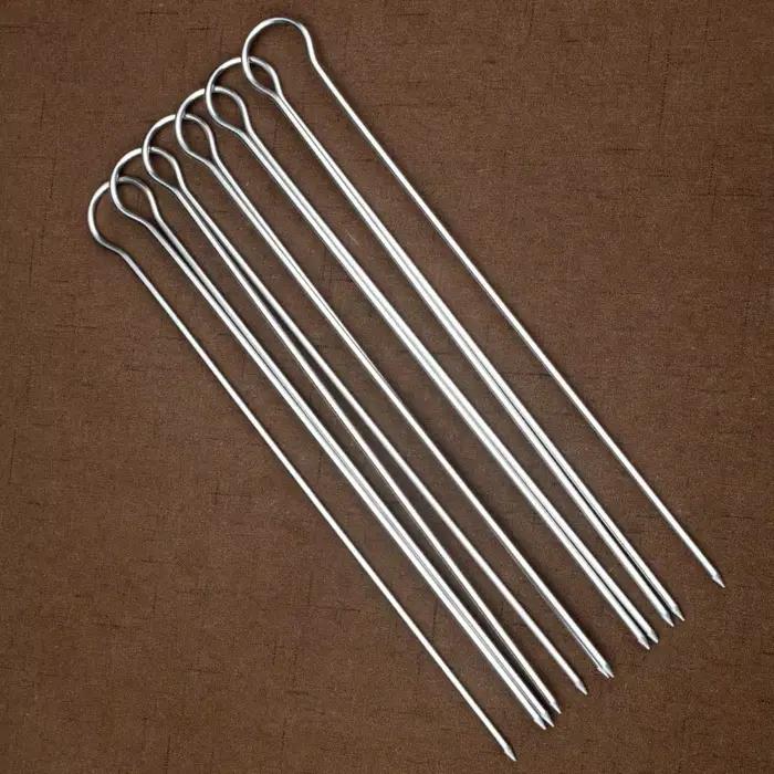 Ensemble de brochettes de Barbecue Double en acier inoxydable, 6/10/12 pièces, bâtonnets de Barbecue en métal, outils de pique-nique pour le Camping