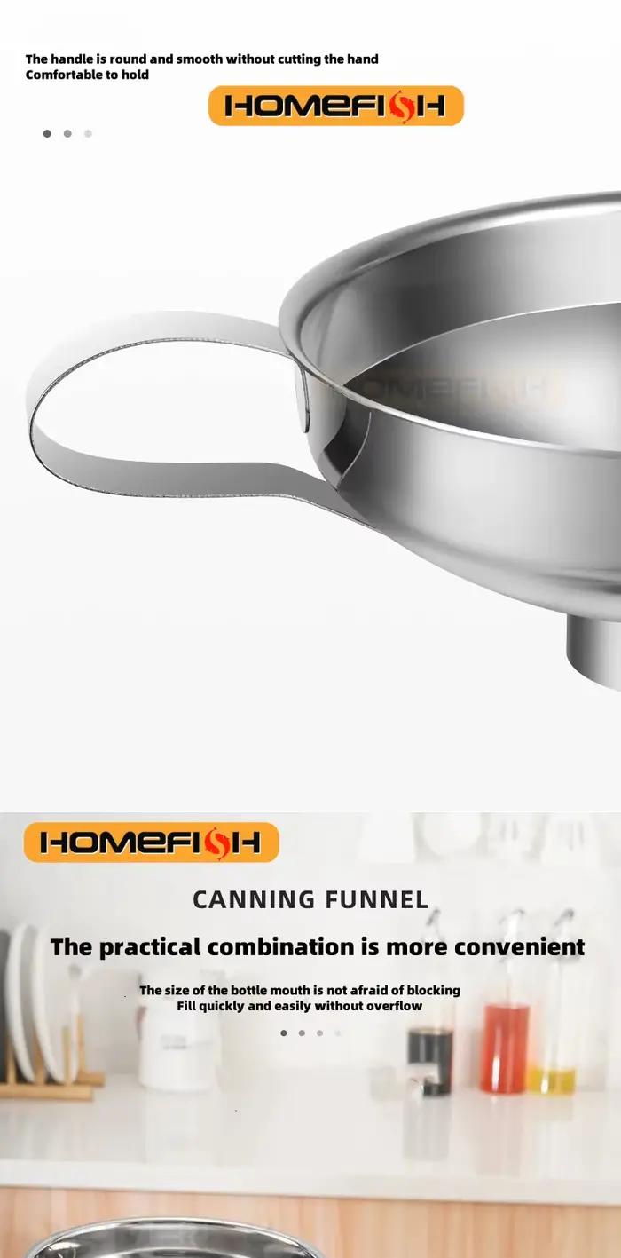 HOMEFISH acier inoxydable large bouche entonnoir conserve confiture salade pansement trémie filtre pour pot en conserve huile filtrante vin eau épices