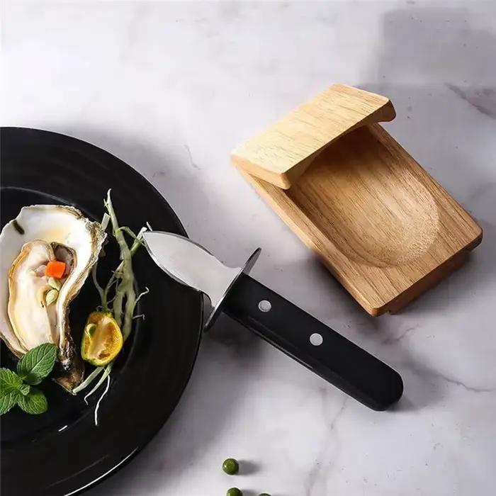 Pince à huîtres en bois avec protège-mains pour ouvrir huîtres et fruits de mer pour maison et restaurant occassions spéciales