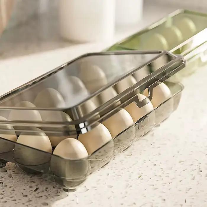 Boîte de rangement d'œufs transparente en plastique avec 10/15 grilles pour réfrigérateur, outil de cuisine, conserve fraîcheur et organise efficacement les aliments