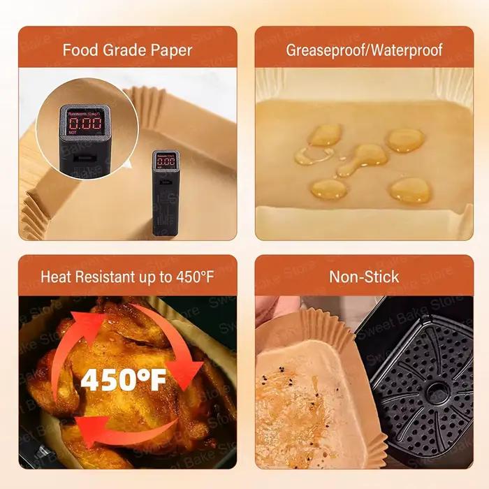Papier de cuisson pour friteuse à air chaud, pour Ninja AF180EU et AF140EU 4,7l, Philips 6,2l NA230, Cosori 5,5l, accessoires de friteuse à air jetables