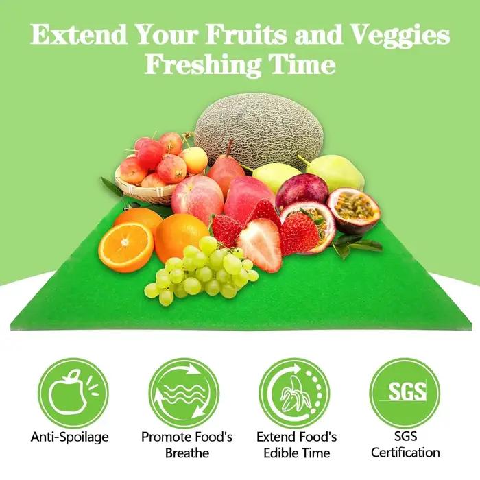 Tapis réutilisable pour prolonger la durée de vie des fruits et légumes dans les tiroirs du réfrigérateur – Prévient la dégâts des produits frais – Tapis de protection pour étagères de réfrigérateur