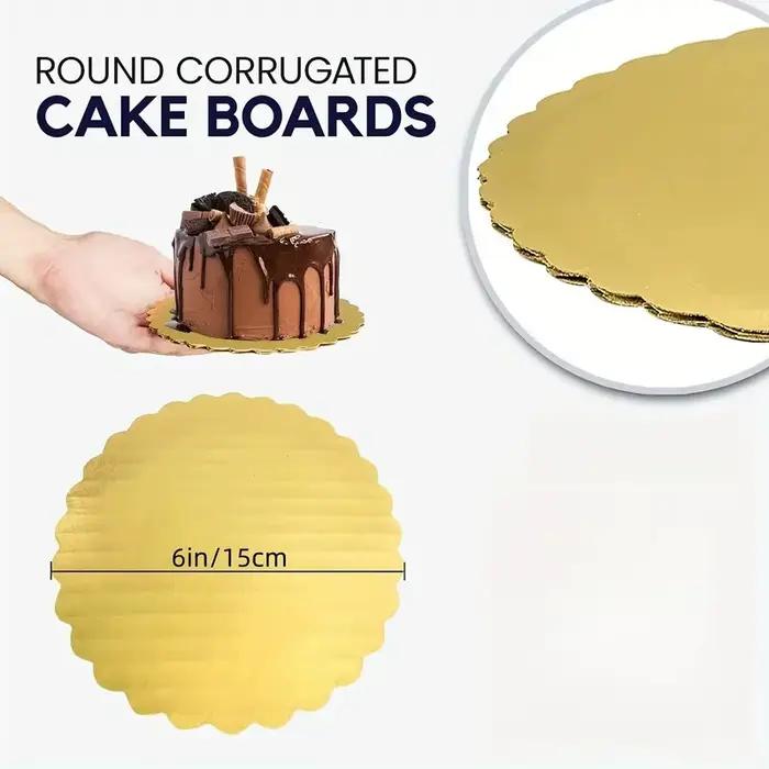 5 planches à gâteaux avec anneaux à gâteau dorés