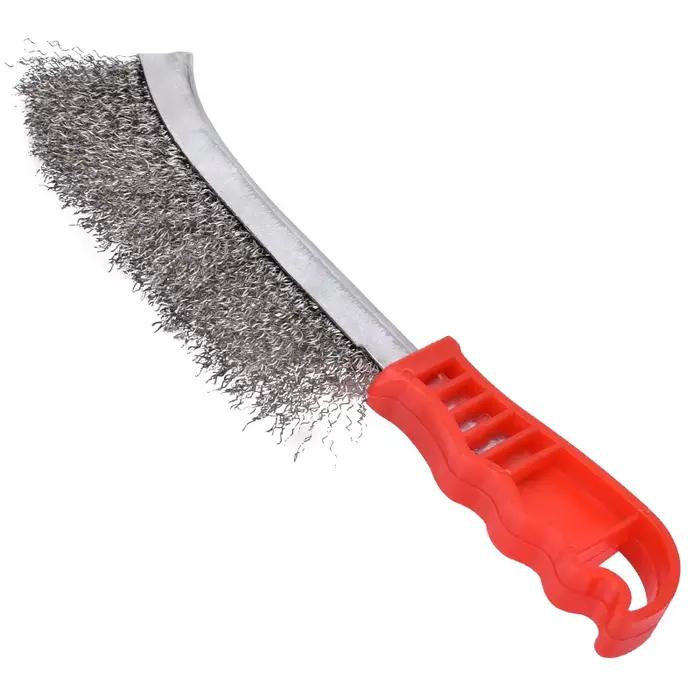 Brosse D.lique Multifonction Plaquée Cuivre, Brosse en Acier Inoxydable, Manche Long, Grille de Cuisine, Plaque Spéciale, Élimination de la Rouille, 1Pc