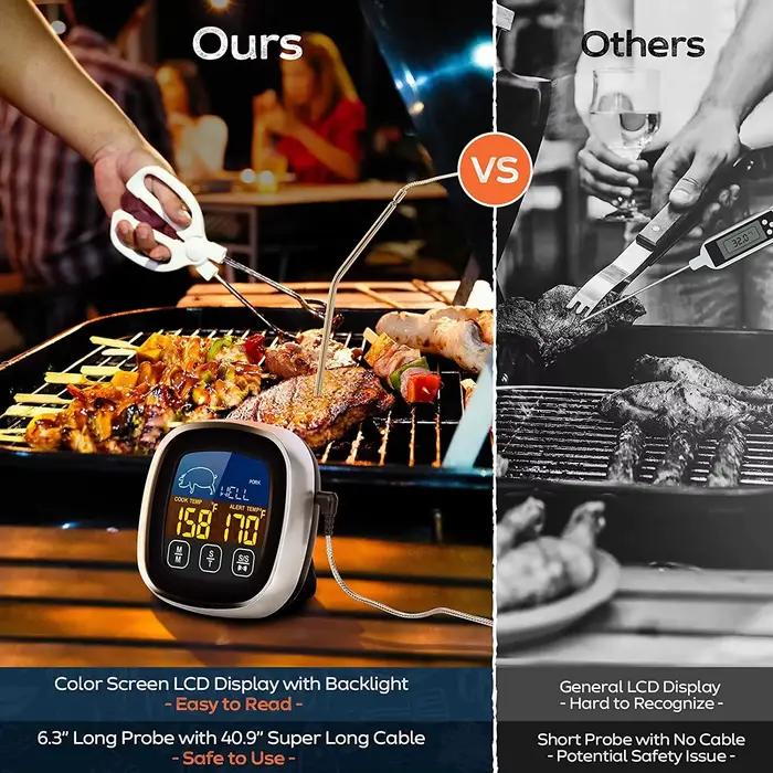 HOMEFISH thermomètre de cuisine à viande numérique en acier inoxydable étanche température