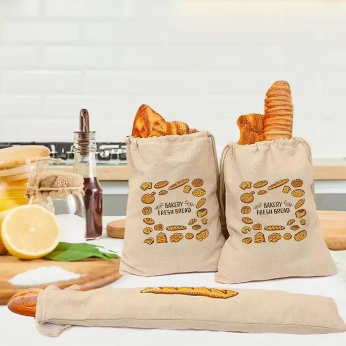 Sac de rangement en lin réutilisable pour collation créative