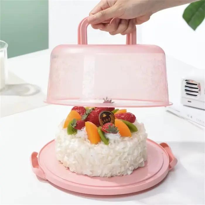 Boîte de rangement de gâteaux ronde Portable avec couvercle et poignée