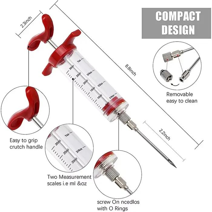 Seringue d'injecteur de viande avec 3 aiguilles