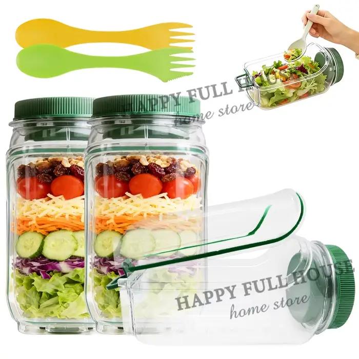Contenant à salade en plastique hermétique avec ouverture latérale pour garder la salade fraîche et croquante tout au long de la journée pour le déjeuner portable et les occasions spéciales