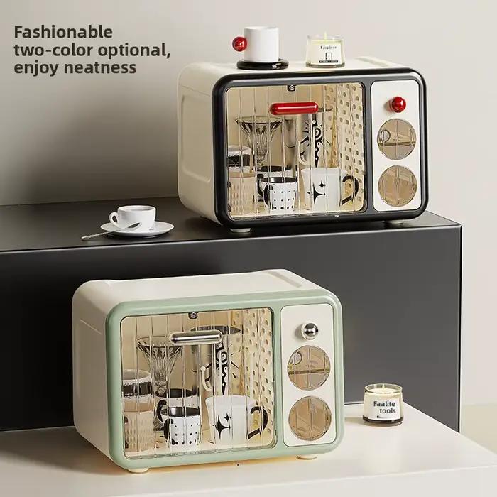 Organisateur d'ustensiles pour biberons – Armoire de rangement polyvalente pour pépinière avec conception anti-poussière et trous de drainage pour bols et couverts