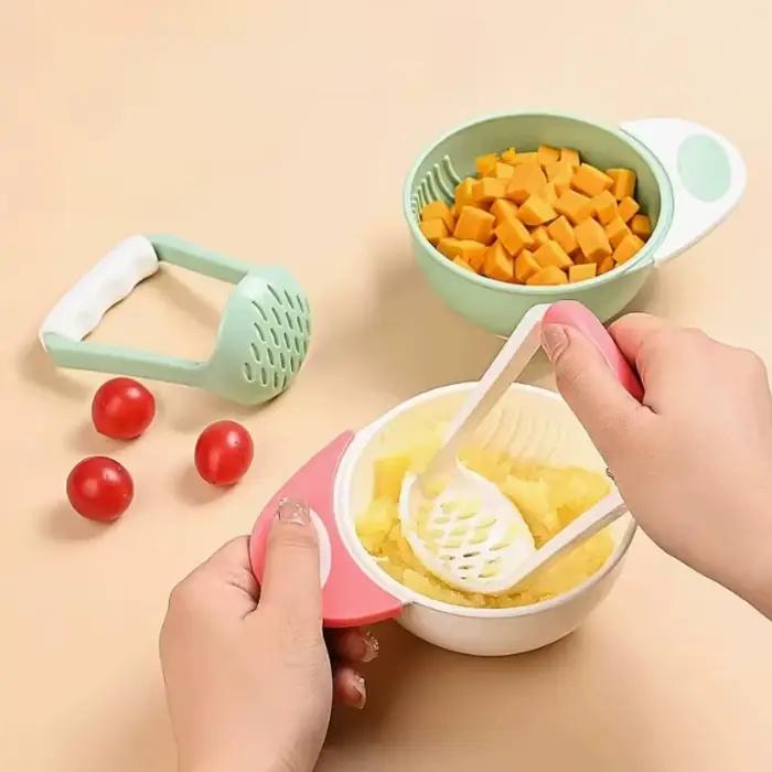 Ensemble de bols de broyage pour bébé 2 pièces broyeur bol manuel purée de fruits nourrissons premiers repas aliments solides tout-petits