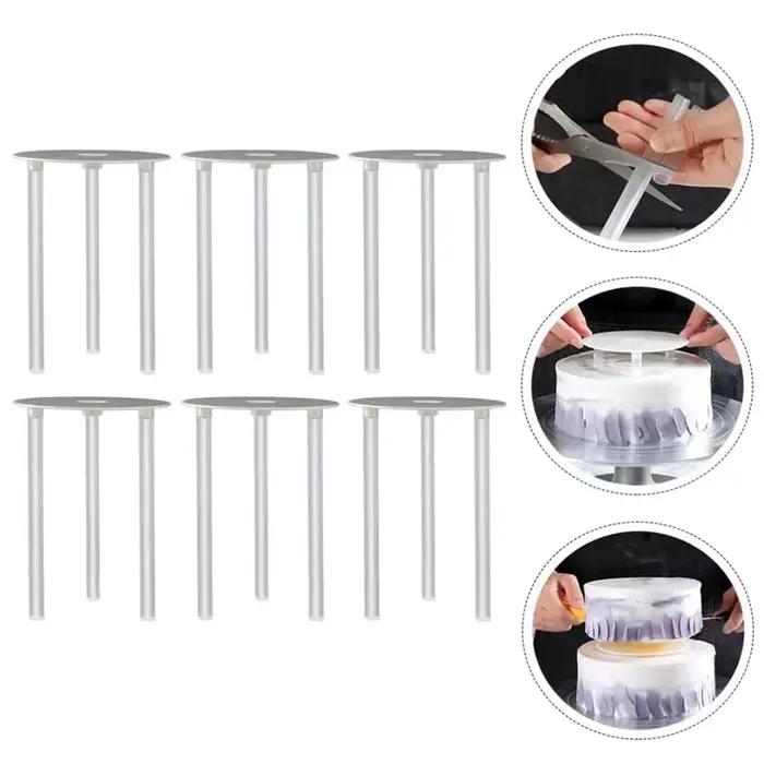 Support de gâteau à étages, plateau à gâteau réutilisable de 9/12/16/20/26 cm et tiges de maintien pour structure et empilage de gâteaux à étages