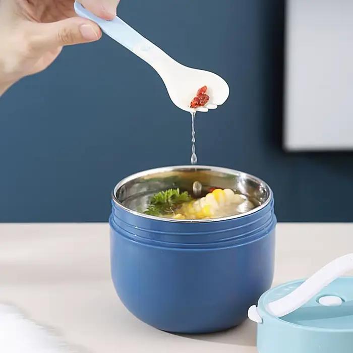 Pot thermique alimentaire de 600ml, tasse à soupe isolée étanche, conteneurs Thermos, boîte à déjeuner en acier inoxydable avec cuillère, garde au chaud