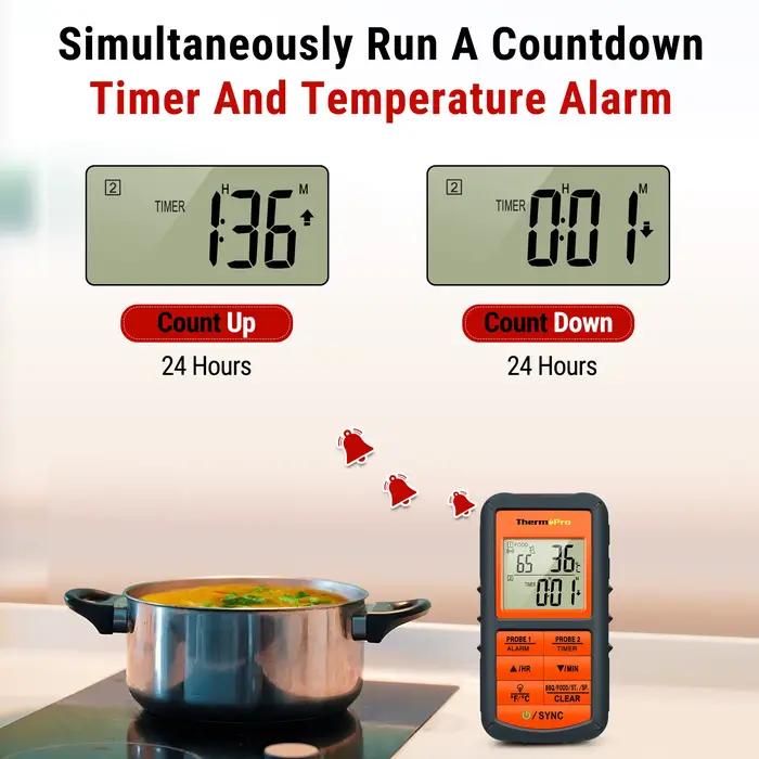 ThermoPro TP08C double sonde rétro-éclairage 150M sans fil barbecue gril alimentaire viande thermomètre pour cuisine cuisson