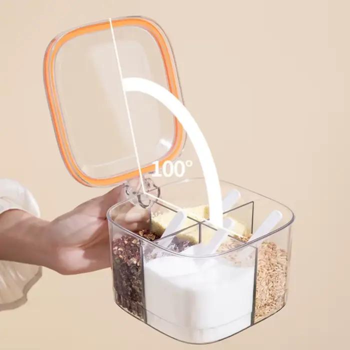 Boîte d'assaisonnement au sel multi-grille avec cuillères et couvercle scellé