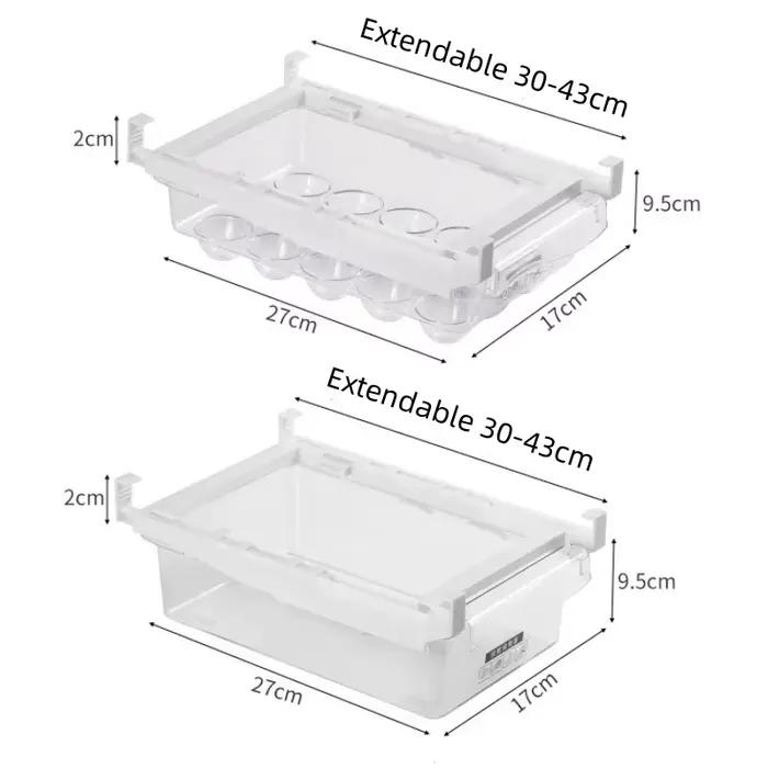 Boîte de rangement de cuisine, organisateur de conservation de fruits et légumes, récipient d'œufs Transparent sous étagère, tiroir de réfrigérateur