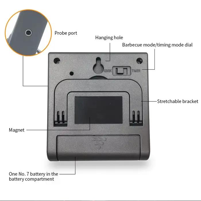 Thermomètre de cuisine numérique pour viande, four, barbecue, minuterie, compteur de chaleur pour la cuisson