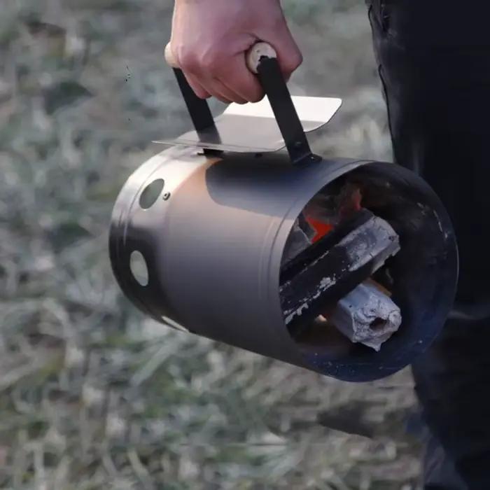 Démarreur de feu de Barbecue en acier inoxydable, brûleur à charbon de bois, poignée Portable, baril d'allumage, Camping pique-nique, poêle de cuisine