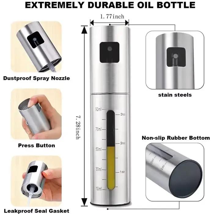 Distributeur de pulvérisateur de bouteille de pulvérisation d'huile d'olive d'acier inoxydable de 100ml avec l'épissure de vinaigre d'échelle pour la cuisine et le barbecue