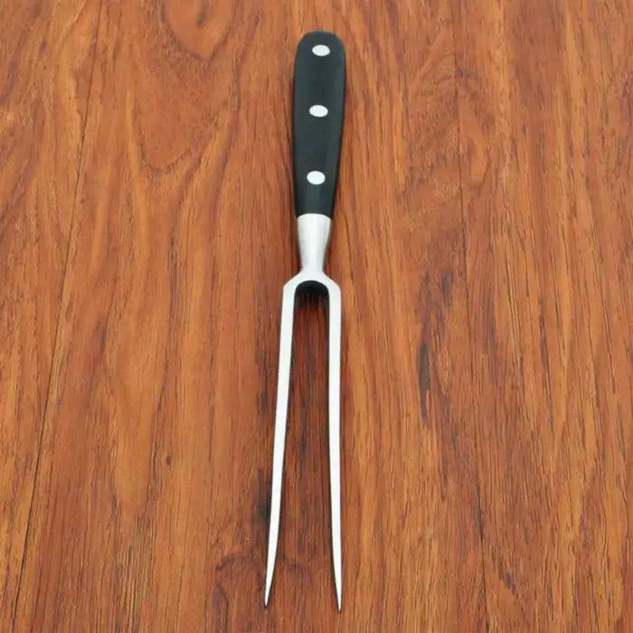 Fourchette à découper en bois en acier inoxydable