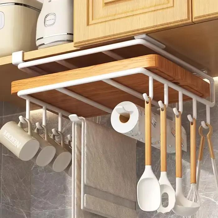 Étagère de rangement suspendue pour cuisine avec crochets