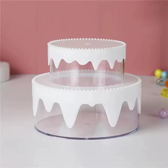 Boîte à gâteaux crème transparente mignonne en forme de gâteau