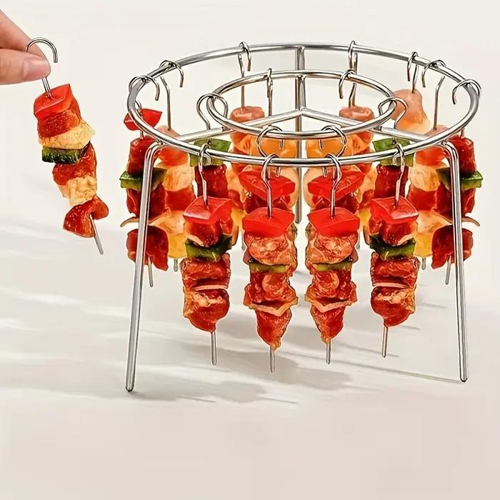 Support vertical pour frites et brochettes pour une cuisson uniforme, idéal pour les cuisses, les ailes et les fesses de poulet, grille de barbecue facile à nettoyer pour la cuisine domestique