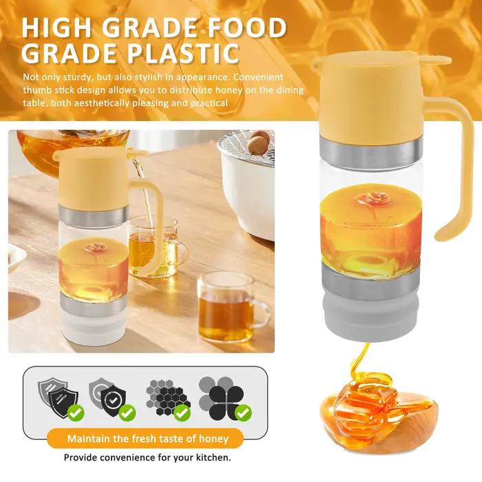 Distributeur de miel en verre avec poignée, sans goutte à goutte, pot de sirop d'érable, bouteille d'huile multifonctionnelle, outil de cuisine
