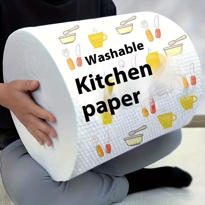 1 rouleau (400 feuilles), tissu paresseux, tissu de cuisine jetable, serviette lavable à double usage sèche et humide, torchon, chiffon à l'huile antiadhésif,