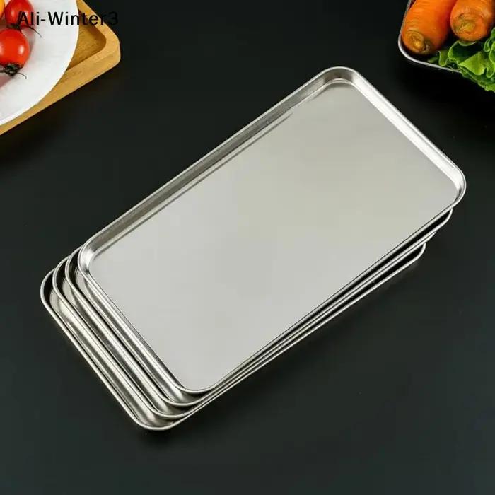 Plateau Rectangulaire en Acier Inoxydable Multifonctionnel Pour Cuisine et Buffet Occasions Spéciales