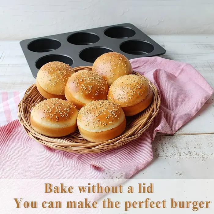 Moule à 6 cavités pour mini-hamburgers ronds, pain de mie, sandwichs, muffins et cupcakes, avec couvercle, accessoire de cuisine pour gâteaux DIY