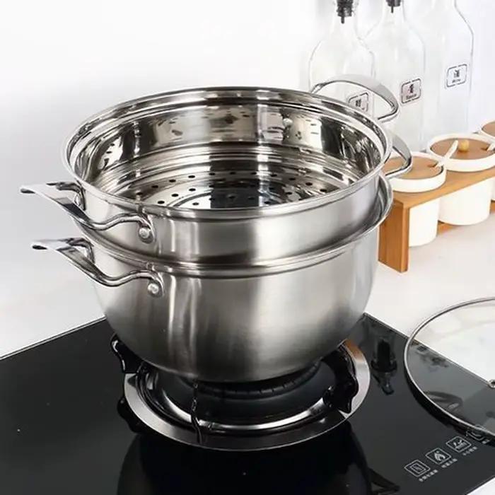 Marmite à soupe astronomique double en acier inoxydable, cuisson non magnétique, ustensiles de cuisine polyvalents, poêle antiarina, marmite à usage général, 1,5 L-4L