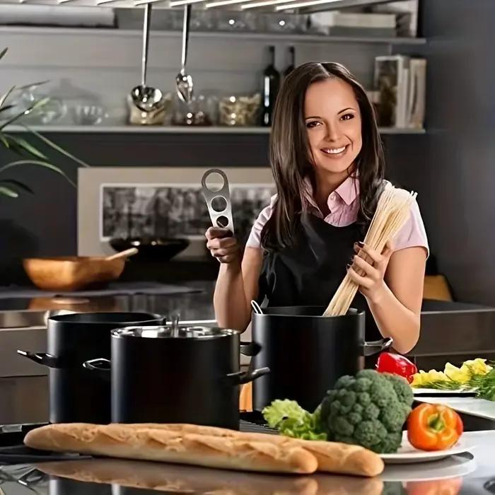 Outil de mesure de pâtes à 4 trous en acier inoxydable, échelle de mesure de pâtes, pâtes longues, outil de contrôle de portions de nouilles larges, accessoire de cuisine