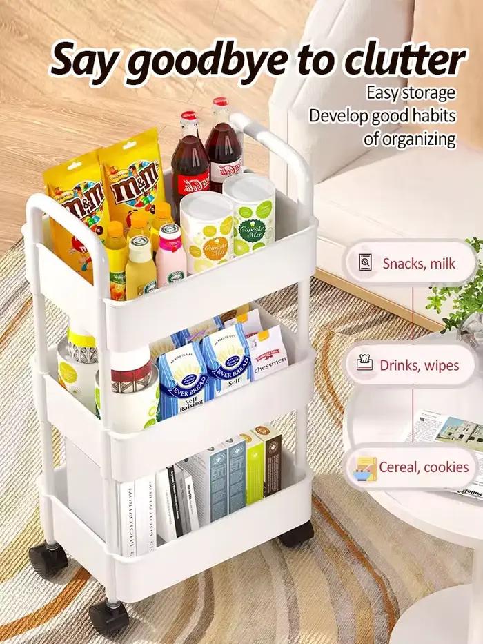 Chariot de cuisine multicouche sur pied, support de rangement sur pied, salle de bain, support de rangement mobile, chariot de collation pour salon