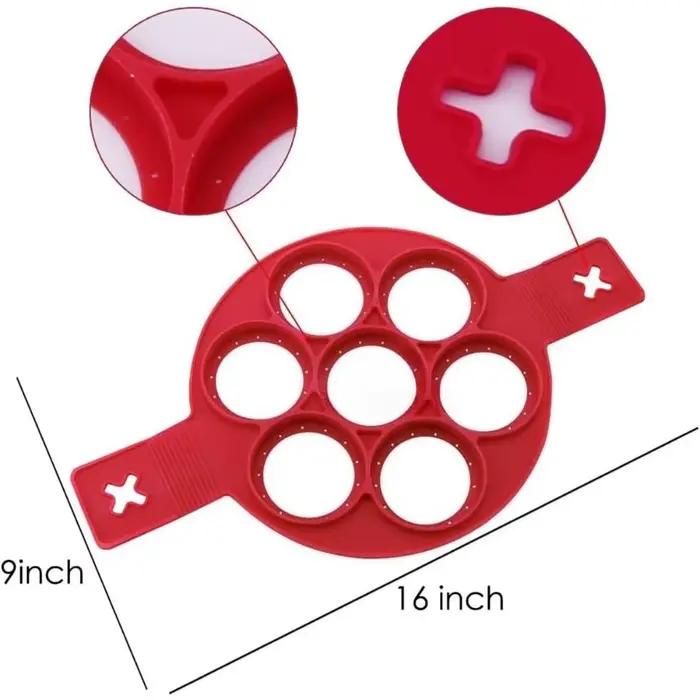 Plaque à œufs ronde en silicone de qualité alimentaire 7 trous pour poêle antiadhésive et moule à crêpes aux œufs pour cuisine à domicile et accessoires de cuisson