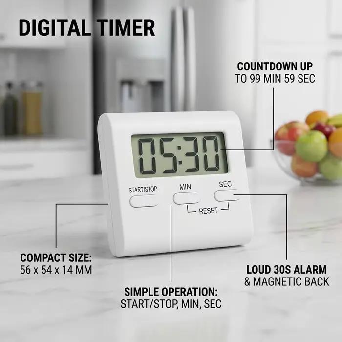 Minuterie de cuisine numérique magnétique LCD