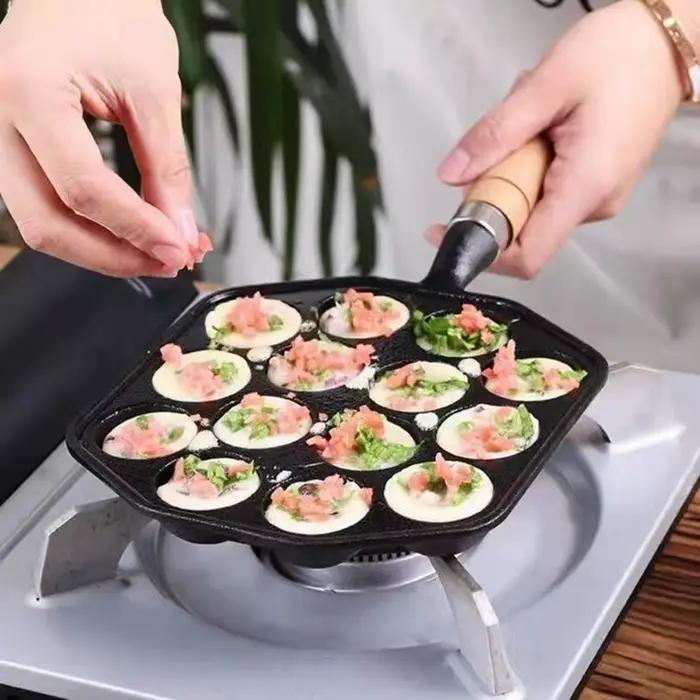 Moule à boulettes de viande de poulpe en fonte avec 14 trous pour la cuisine à la maison et pour les cadeaux d'occasion spéciale