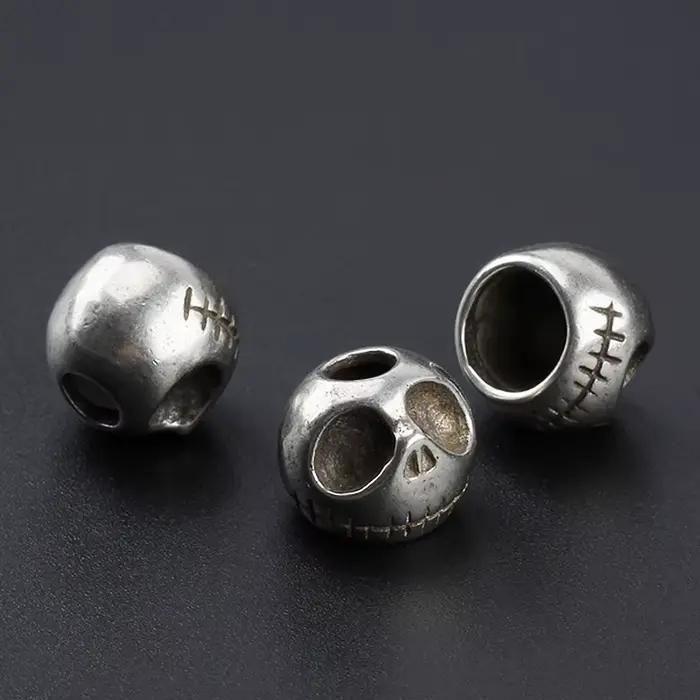 Couteau en laiton Punk citrouille crâne, perles, corde de parapluie, pendentif de couteau d'extérieur, accessoire paracorde EDC