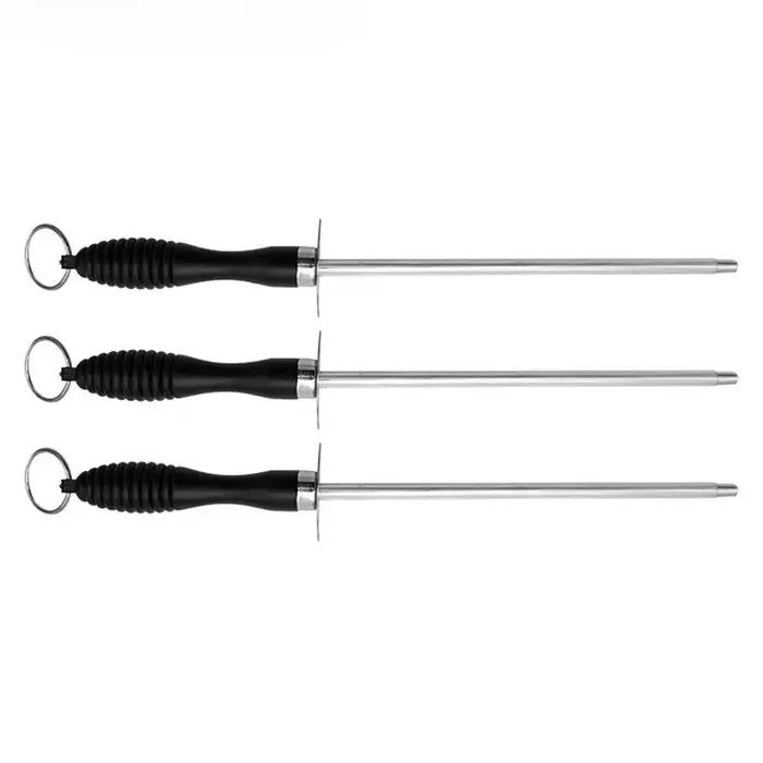 Outil de cuisine, aiguiseur de couteaux en acier au carbone, aiguiseur de couteaux avec trous de suspension (10 pouces)