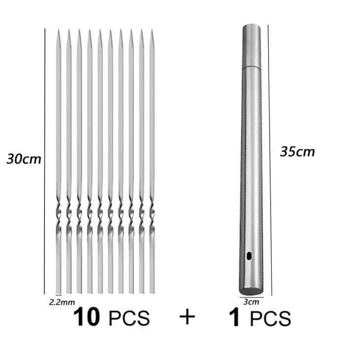 Brochettes de barbecue réutilisables en acier inoxydable, outils de cuisine et de camping, polyvalentes et résistantes à l'eau pour barbecues et pique-niques