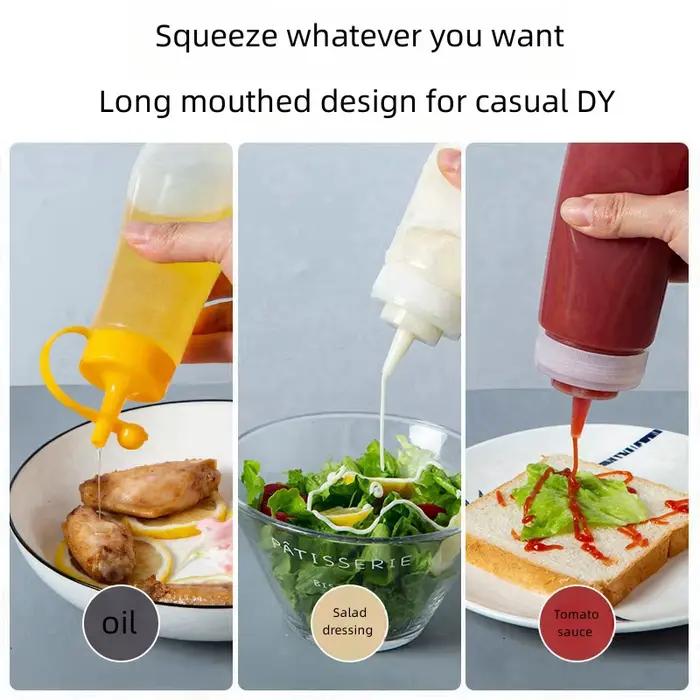 Sauce à salade de tomate pressée, Pot d'huile Commercial pressé en plastique Transparent, bouteille de Sauce d'assaisonnement