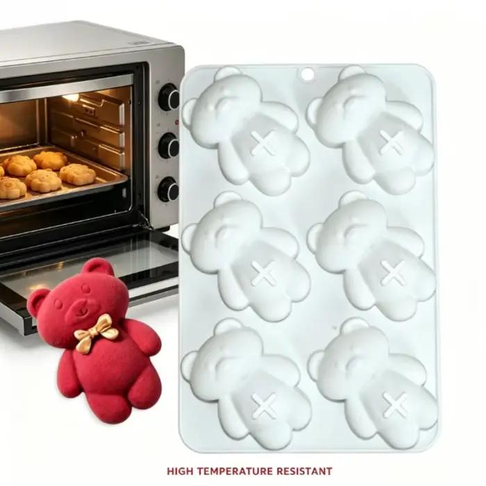 1 moule à gâteau en forme d'ours à 6 cavités, design classique et mignon, outil à dessert adorable