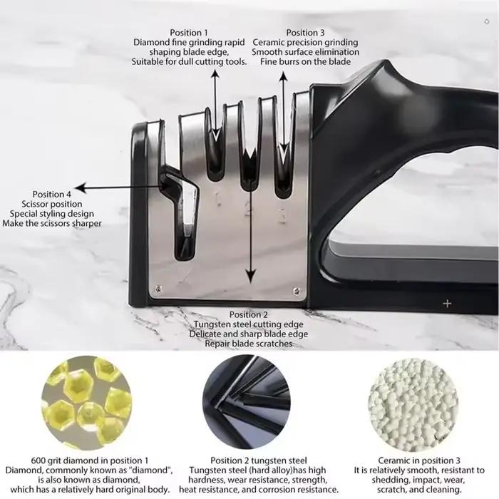 Aiguiseur de couteaux multifonctionnel en acier inoxydable pour la maison usage quotidien et événements spéciaux
