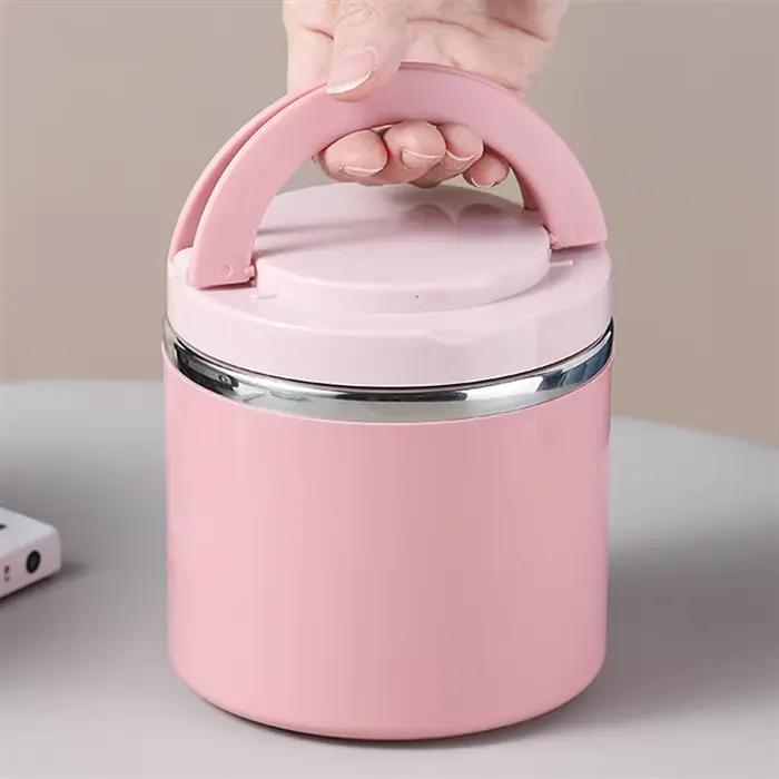 Boîte à bento isolée en acier inoxydable avec poignée, thermos à soupe, bocal à aliments, récipient à lunch, récipient pour aliments froids et chauds